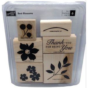 Stampin Up Best Blossoms 6 Piece Rubber Stamp Kit 2006 Thank You Floral Leaves